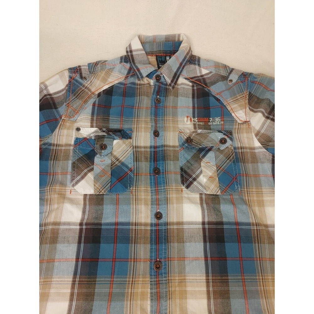 Plaid‎ Burnside Shirt Mens Medium Blue Button Down A48